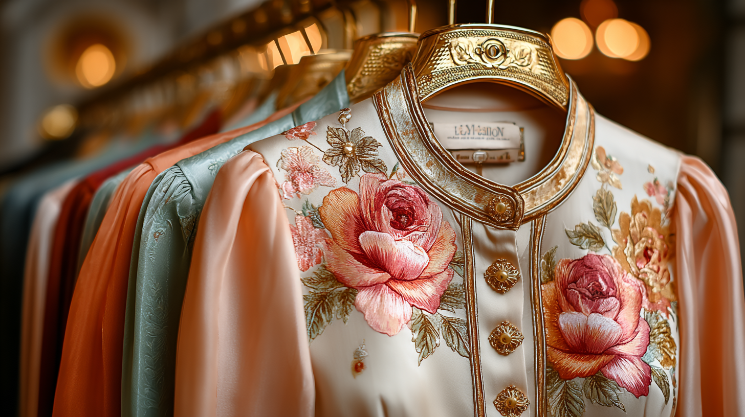 Hand-embroidered floral detail — the material craft of couture